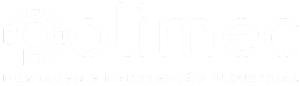 Logo branca da Polimec para fundo escuro